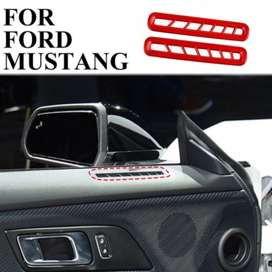 Carbon Fiber Style Interior Door A/C Outlet Vent Cover Trim Fit for Ford Mustang