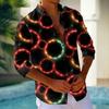 Herren Geometrisches Kreis Neon Glow Hemd Button-Up Hemd Lässig Langarm Mode Lässig Streetwear 3D Druck Hemden mit Kragen