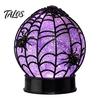 Holiday Decoration Light Halloween Ghost Glitter Ball Lamp, Glowing Spiderweb Faux Crystal Sphere Light, Spider Web Decor Lamp Purple Glow Night