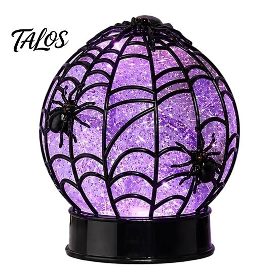Holiday Decoration Light Halloween Ghost Glitter Ball Lamp, Glowing Spiderweb Faux Crystal Sphere Light, Spider Web Decor Lamp Purple Glow Night