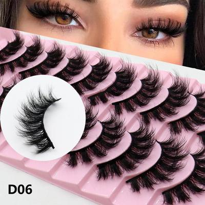 10 Pairs of False eyelashes3D Fluffy Soft Thick Curly Black Matte Exaggerated Party Makeup Eyelashes