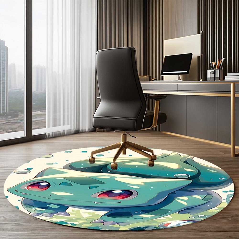 Pokémon Printed Round Rug Carpet Chair Rug Area Rug Entryway Doormats,for Office Chair Living Room Bedroom Kitchen Room.