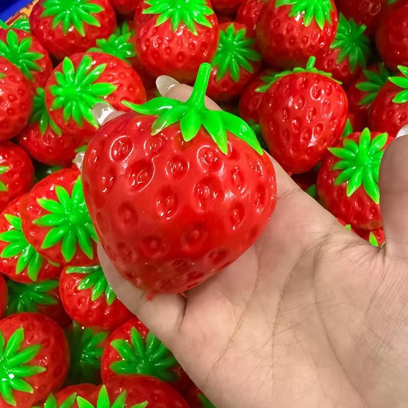 Creative Squishy Strawberry Stress Ball Toy Super Soft Building Block Filling Squeeze Fidget Toy Asmr Sensory Anti Stress Toys