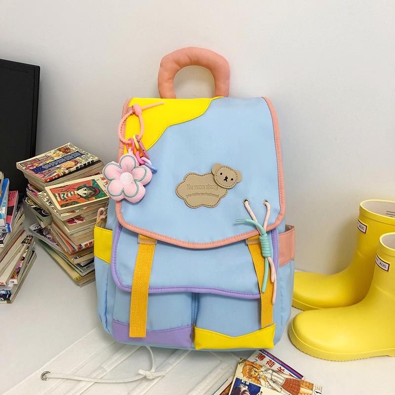 Backpack New Large-capacity High School Students Cute Backpack Contrasting Color Primary School Backpack