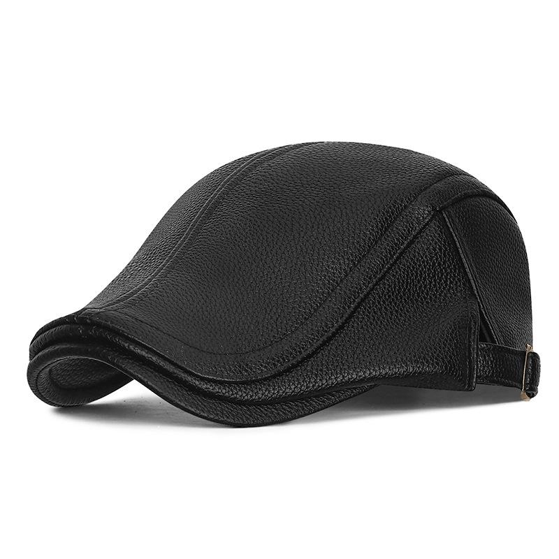 Herbst Winter Retro PU Vorwärtskappe Samt Warm Verstellbare Schirmmütze