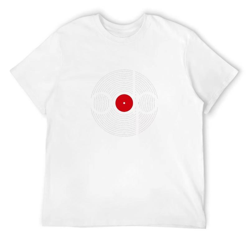 A loose and trendy T-shirt with vinyl record style pattern print for summer and autumn 2025 a sporty top for both men and women