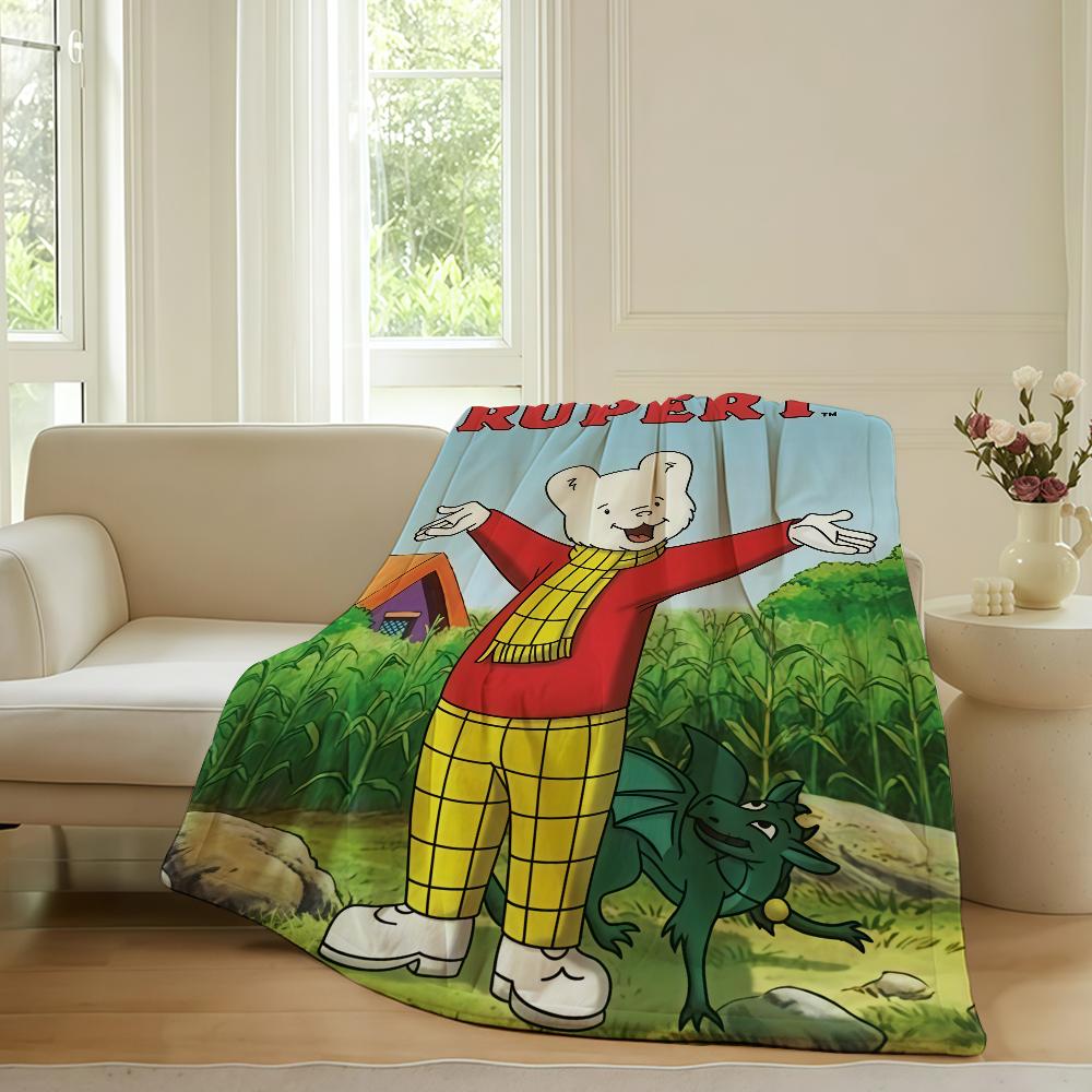 Cartoon Cute R Rupert B Bear Blanket For Sofa Office Bed Plane Travel Sleep Read Relax Camping Soft And Warm
