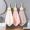 Flower Hand Towel Soft Absorbent Towel Hanging Thickened Towel Kitchen Bathroom Hand Towel Solid Color Towel Cleaning Accessory