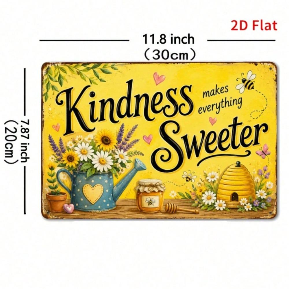 Here Is the Optimized title:nnFarmhouse Bee & Sunflower Tin Sign, Kindness Quote Wall Decor for Kitchen