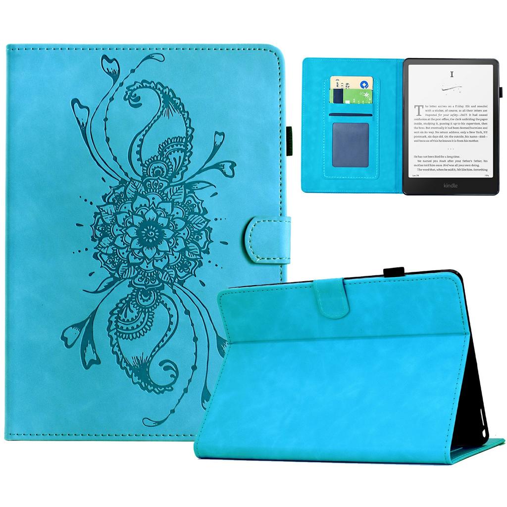 For Amazon Kindle Paperwhite 6 (2024) Case Mandala Imprinted Leather Tablet Cover with Card Slots