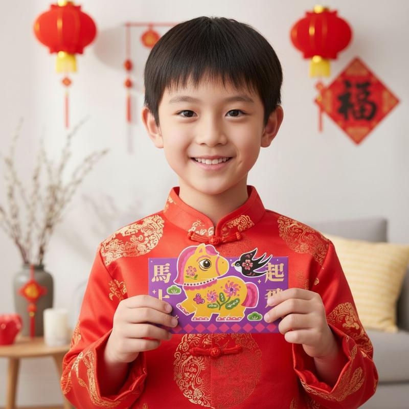 2026 Year Of The Horse Folding Red Envelope Cartoon Pattern Traditional Money Envelope Festival Hongbao Chinese New Year
