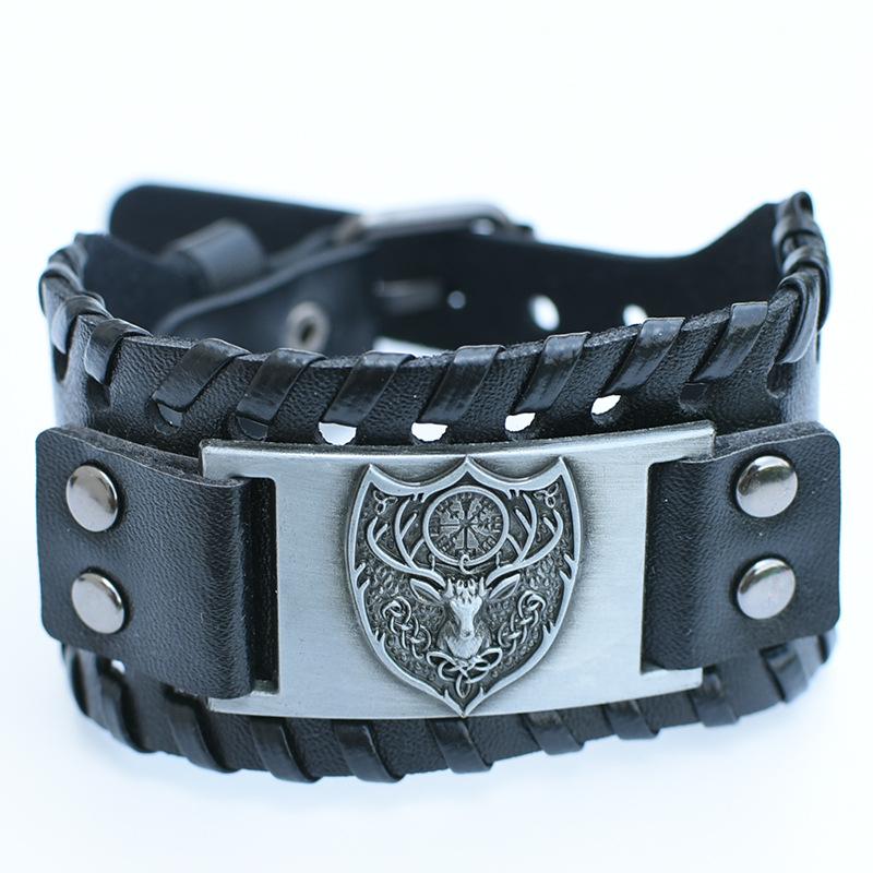 Мужской кожаный браслет в скандинавском стиле с головой волка, когтем медведя, Багуа, Древом Жизни, тотемом