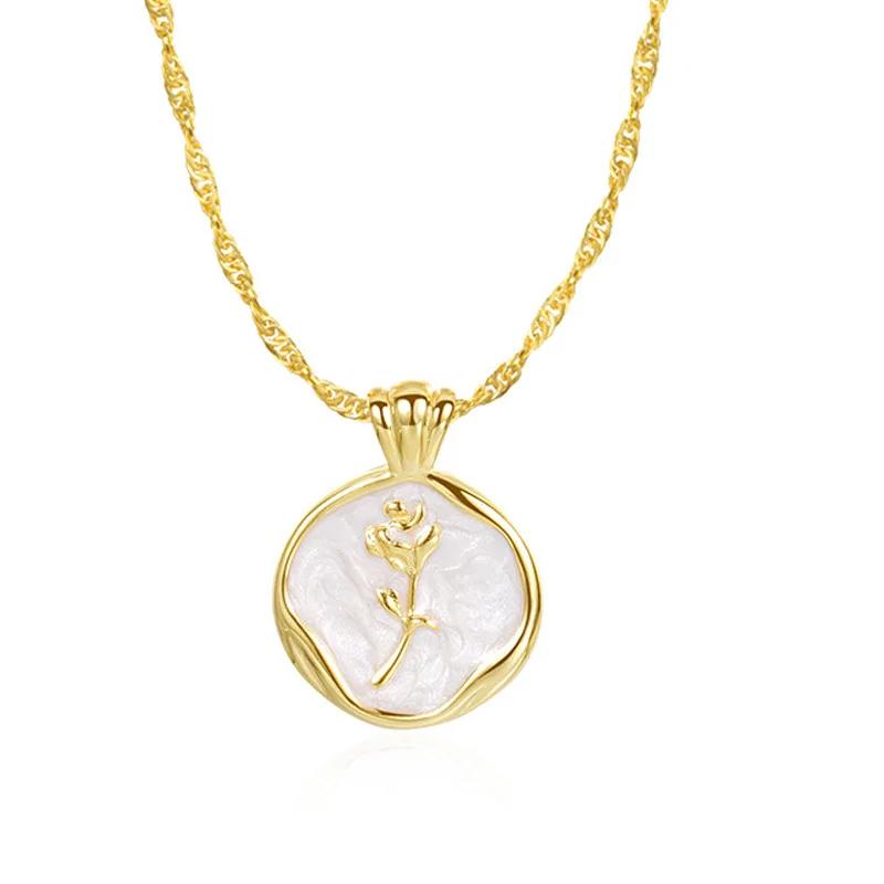 

Красивое и уникальное Высококачественное белое глазурованное ожерелье с цветком розы Романтичное с изысканным блеском Подвеска свадебный Циркон 45cm