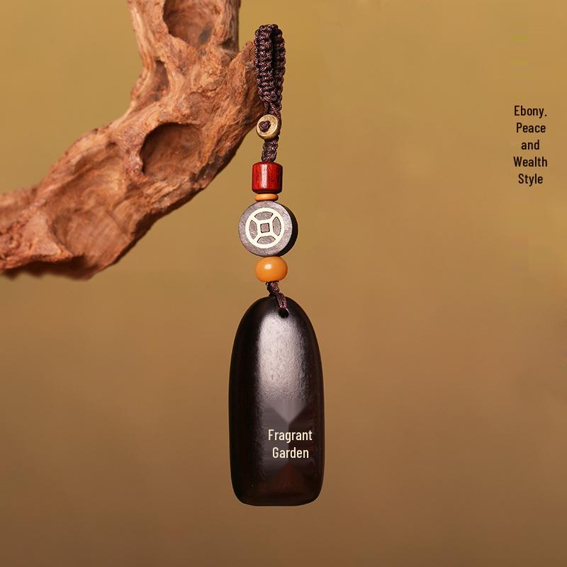 Luxury Handmade Red and Black Sandalwood Keychain: Safe, Auspicious, Unisex, Personalized