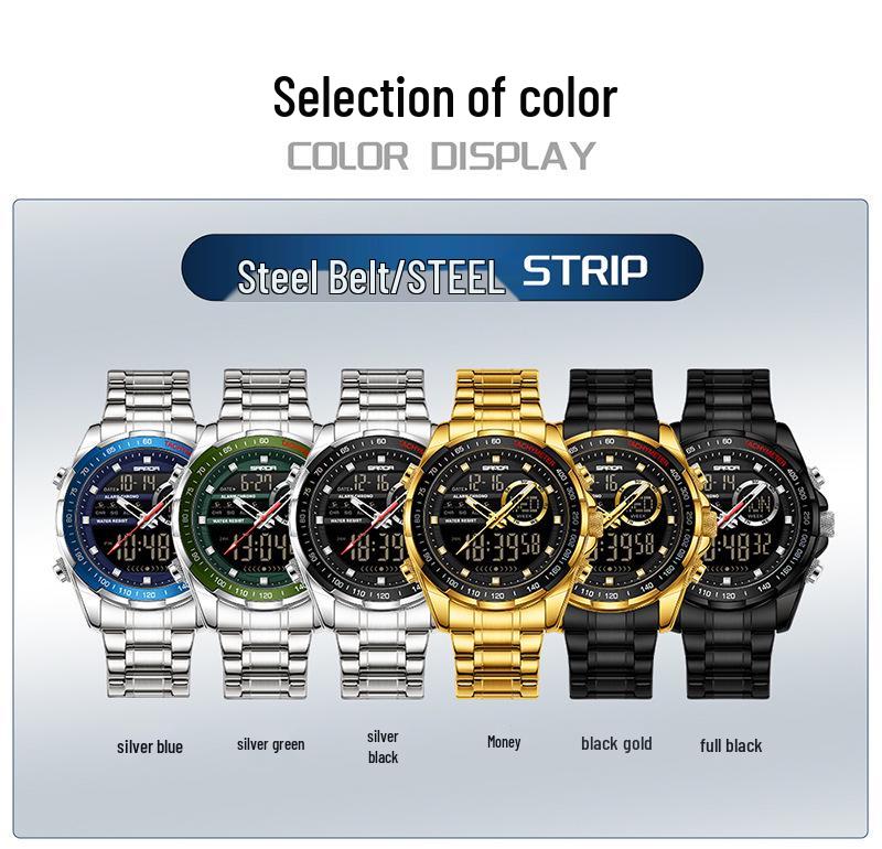 Sanda 6318 Men's Multi-Function Outdoor Sports Watch with Three-City Time, Countdown, and Waterproof Features