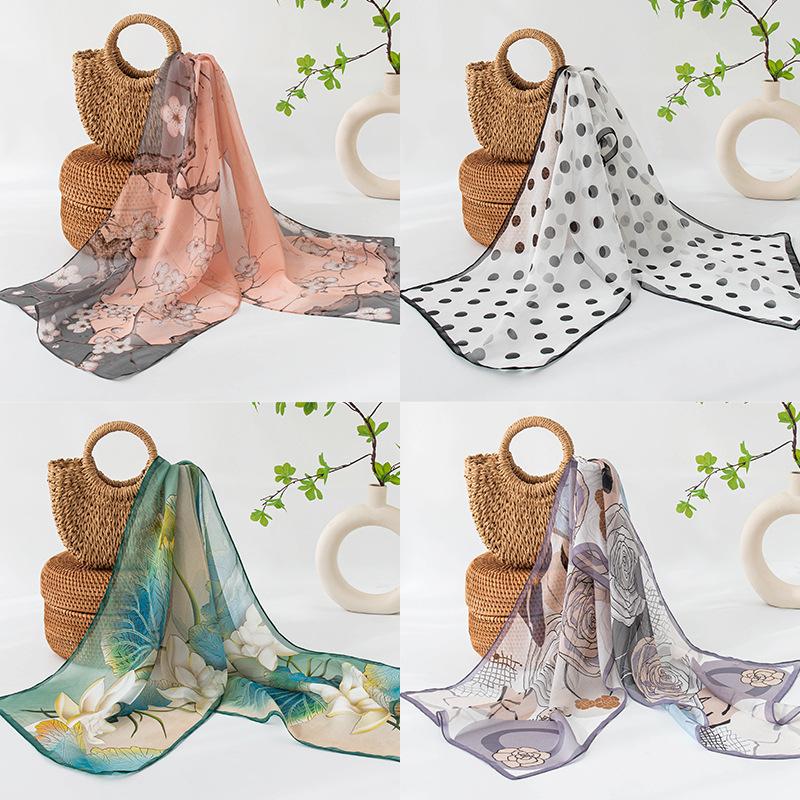 Korean Atmosphere Scarf for Women's New Spring and Summer Style Mulberry Silk Screen Printed Shawl Gift for Elders