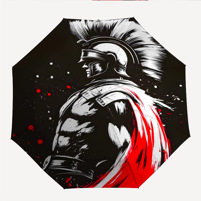 Gladiator Helmet Fashionable Automatic Opening/Closing Folding Umbrella. Portable and Foldable, Ideal for Gift, Travel, and Daily Use.
