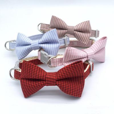 Haustierhalsband, verstellbar, schöne Schleife, Dekor, kariert, Hundehalsband, Schmuck zum Fotografieren
