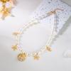 Bohemian Imitation Pearl Choker Necklace for Women Gold Color Shell Starfish Pendant Collar Summer Beach Vacation Jewelry Gift
