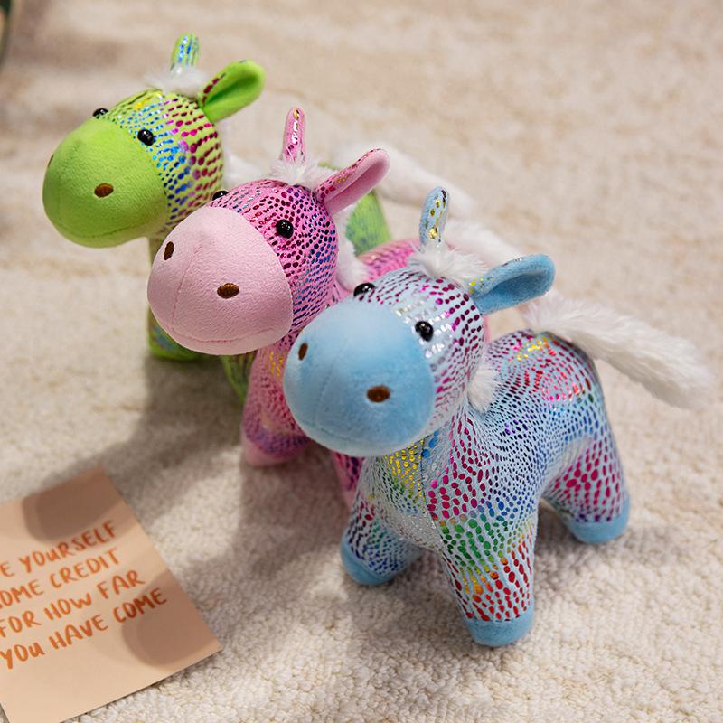 22/30cm Cartoon Colour Glitter Horse Plush Doll Green Pink Blue Tall Superior Quality Horse Animal Stuffed Toy Home Decor Present Designed For Child