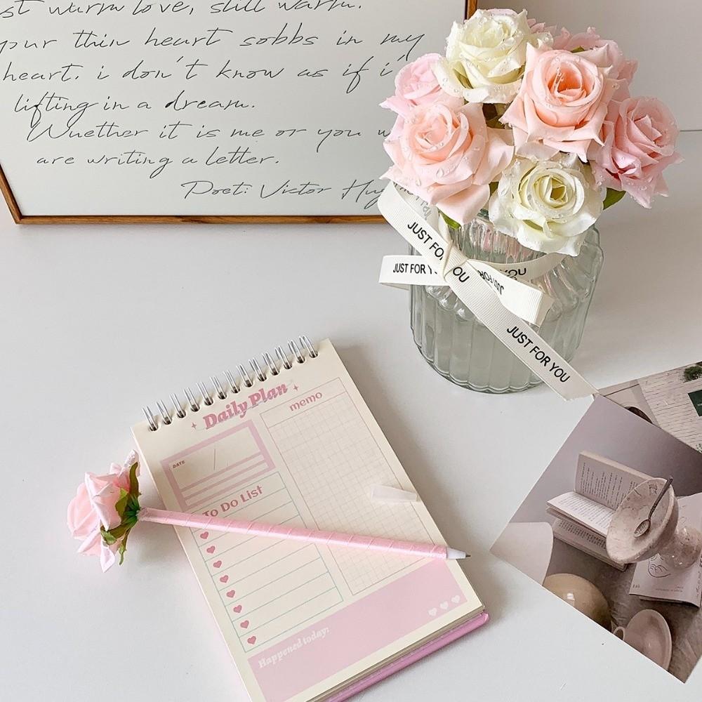 Fake Rose Neutral Gel Pens Writing Smoothly Signature Pen Artificial Flowers Ballpoint Pen Ladies