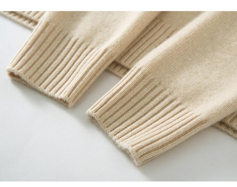 Maglione da Donna in Puro Cashmere Girocollo a Maglia Larga: Manica Lunga, Colore Unito, Strato Base Caldo.