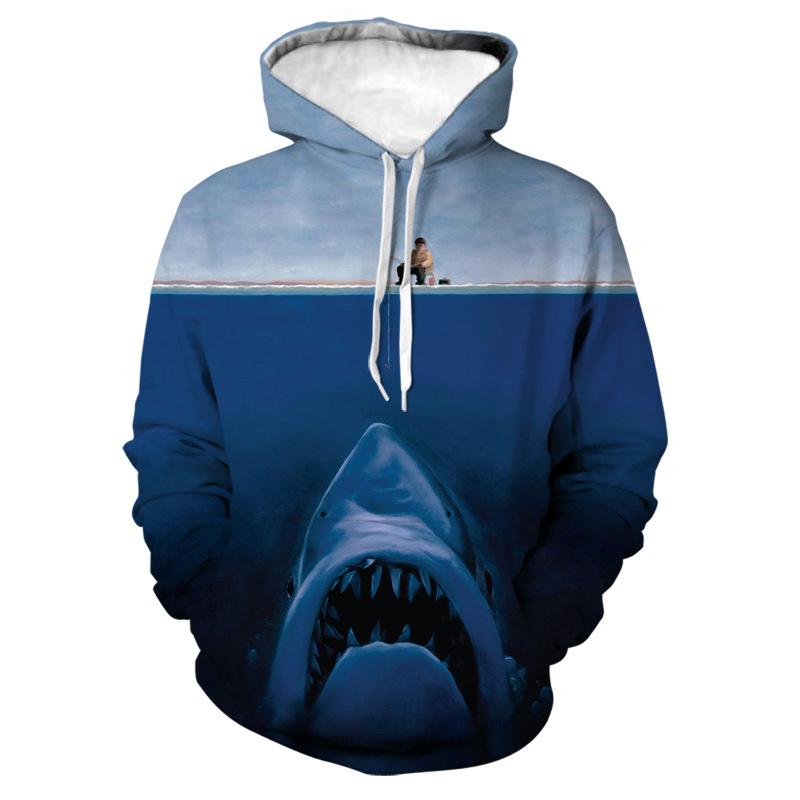 

Мужская толстовка с капюшоном с животным принтом акулы, пуловер с длинными рукавами, повседневный спортивный костюм, 3D-печать, PVD, смешной, уличный, детский 6XL