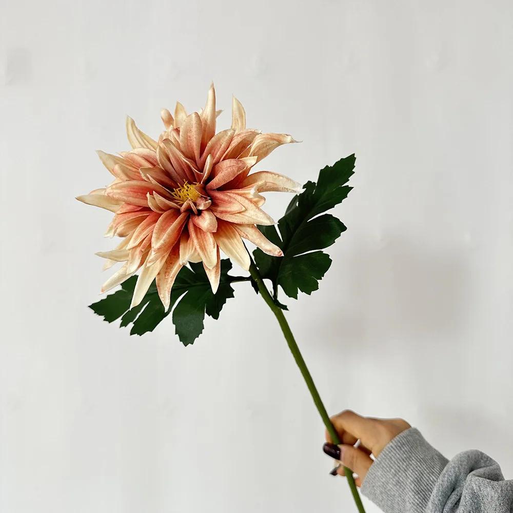 5Pcs/lot Artificial PU Dahlia Flowers Wedding Decoration Fake Flowers Arrangement Home Accessories Party Table Floral Dahlias