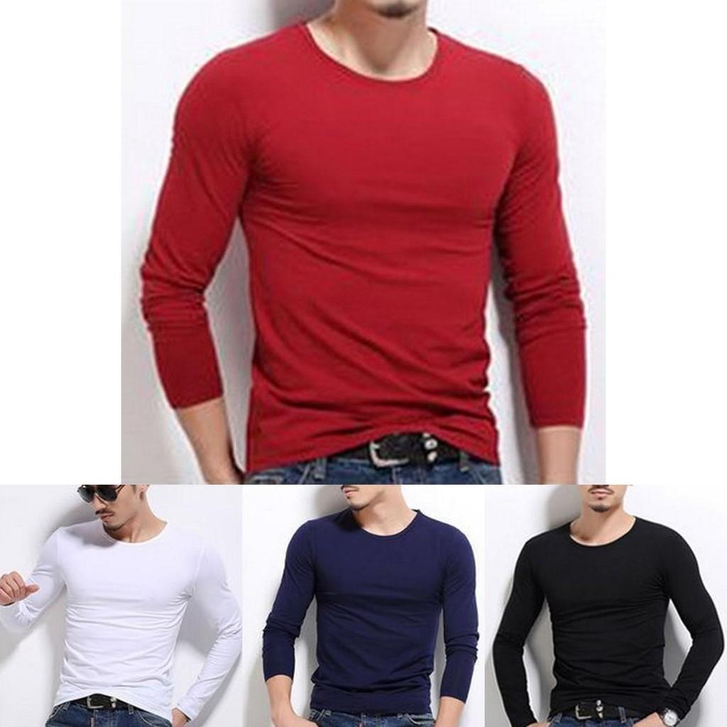 New Men's Long Sleeve Fashion Slim Fit Solid Color Sport Bottoming T-shirts Premium Quality And Superior Comfort