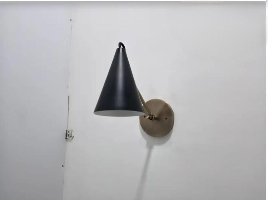 Handcrafted Raw Brass and Black Wall Sconce Flush Mount Lamp