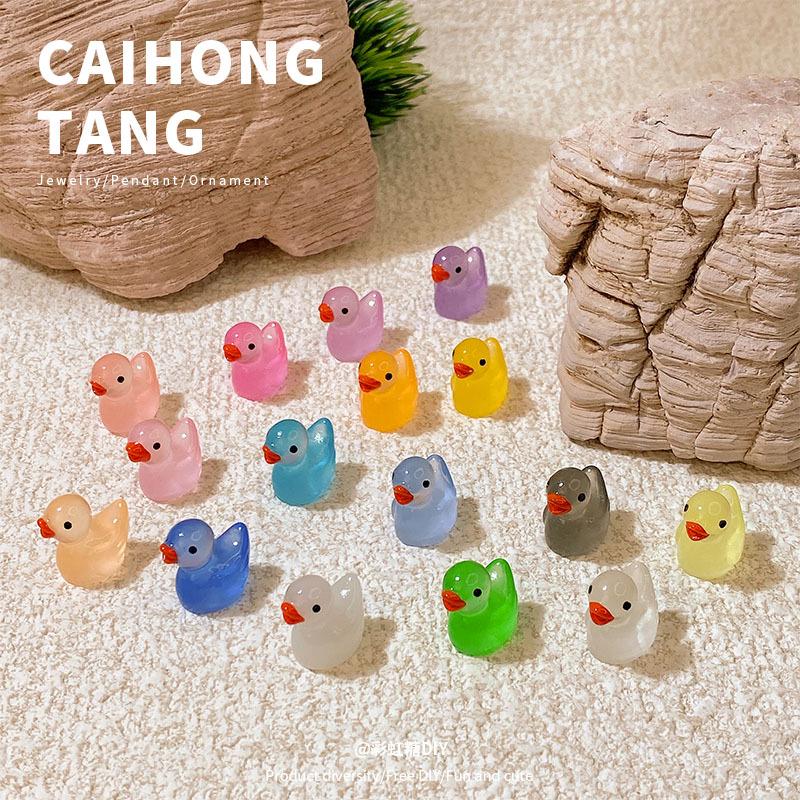 Luminous Multi-color Little Duck Resin Ornaments for DIY Micro Landscapes