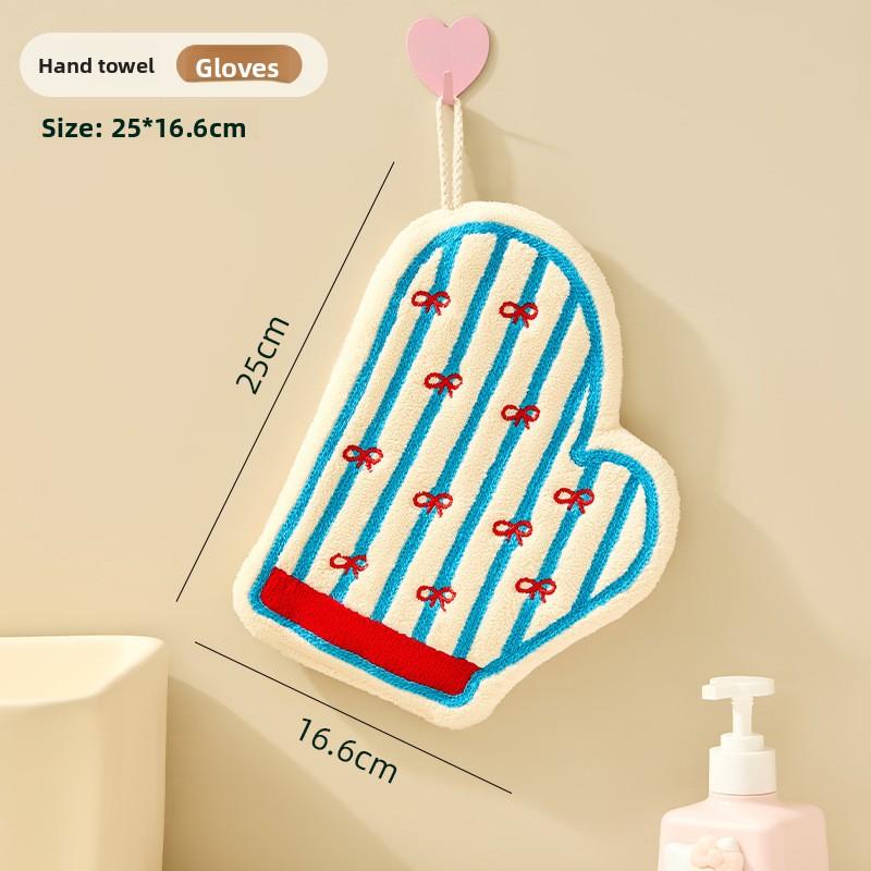 Coral Fleece Hand Towel Kitchen Bathroom Lantern Handkerchief Hangable синий