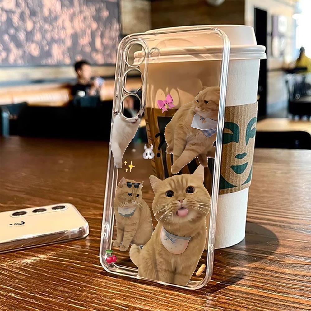 Phone Case For Samsung S20 Ultra S21 Plus S22 Plus S23 Plus S24 Note 20 M33 5G F23 5G Clear Cute Kitty Love Shell