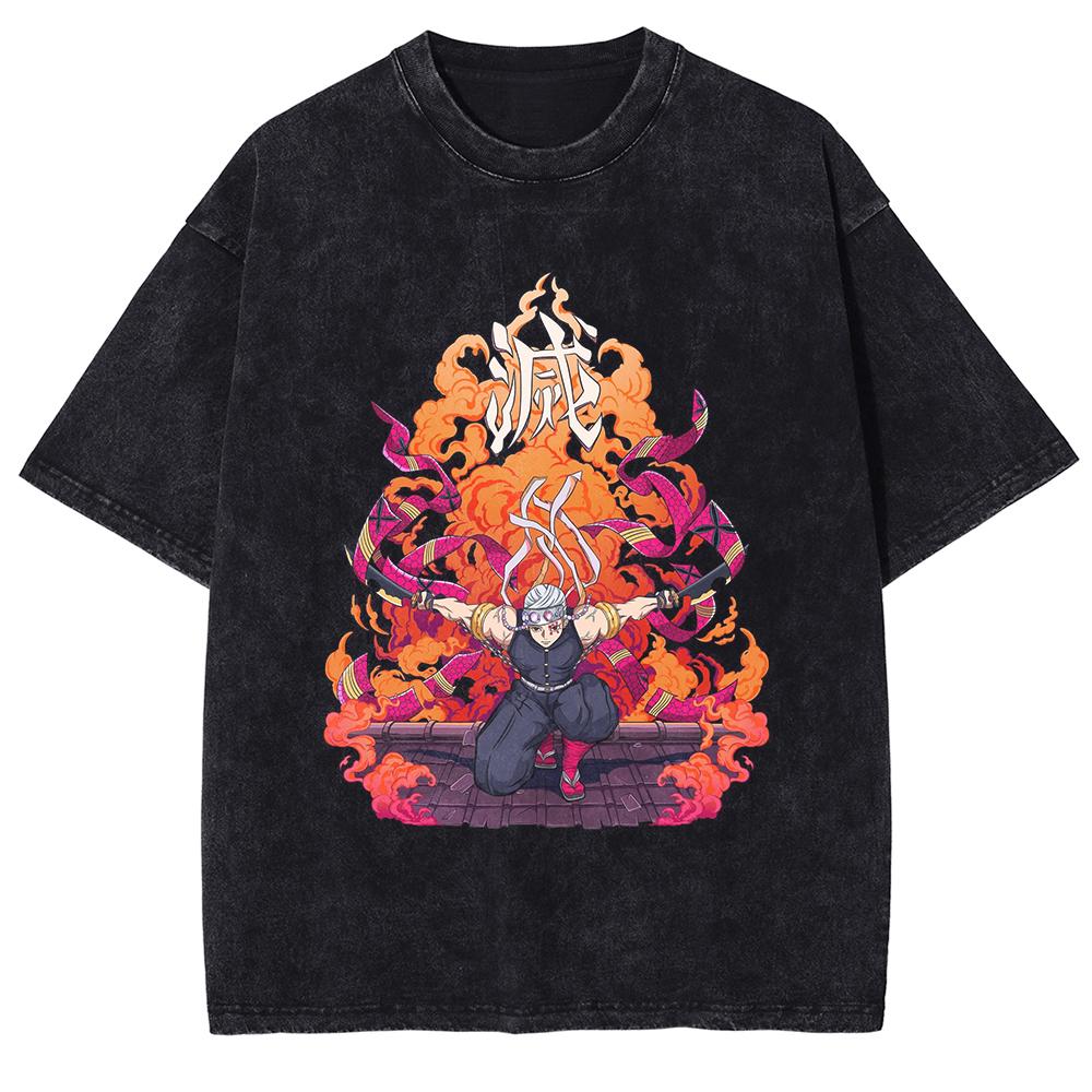 Kanroji Mitsuri Kawaii Graphic T-shirt Anime Demon Slayer Tshirt Men Women Washed T Shirts Harajuku Male Manga Cotton Tops
