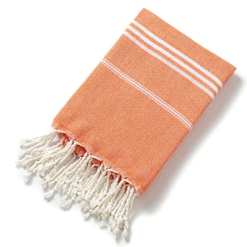 Cotton Striped Turkish Sports Bath Towel With Tassels Travel Gym Camping Sauna Beach Pool Blanket Absorbent Easy Care