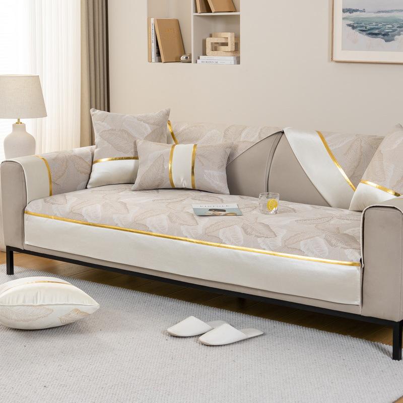 

Jacquard Ice Silk Sofa Cushion Summer Light Luxury Modern Color Matching Non-Slip Leather Sofa Cover Towel Seat Cushion Cover Cloth 70*70cm