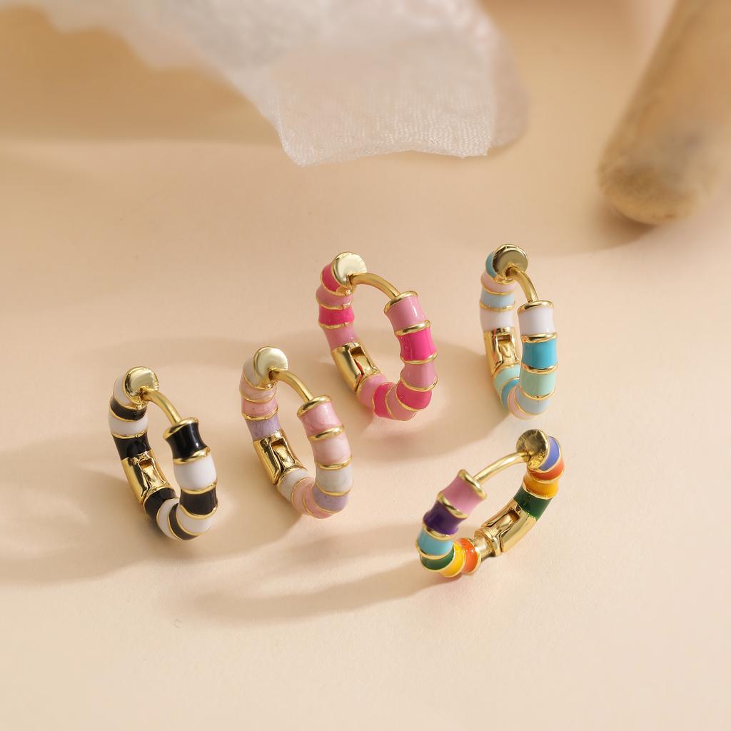 15MM Enamel Dripping Oil Craft Sweet and Colorful Earrings Ethnic Style Personalized Women's Jewelry 1 Pair
