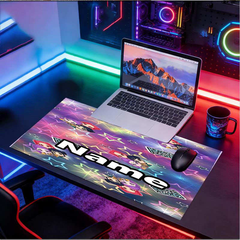 Custom Name Personalized KPop Hunters Pattern Mousepad, Laptop PC Desk Mat, Decorative Desk Mat for Home Keyboard Pad Gift
