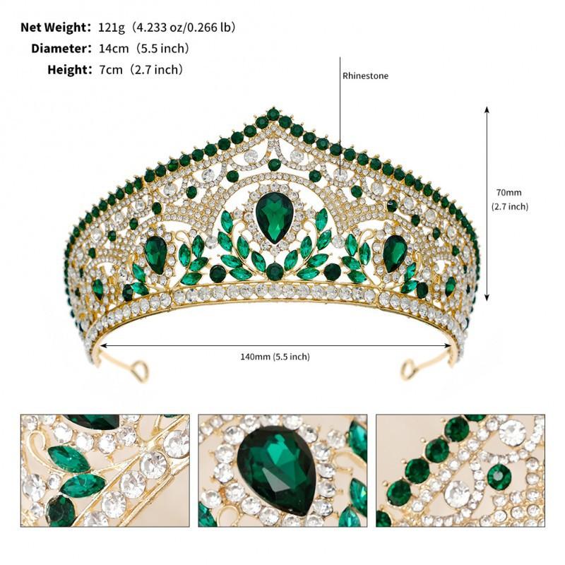 

Wedding Accessories Luxury Heavy Industry Red Crystal Bride Crown Headwear Ethnic Style Full Of Diamonds Gemstones