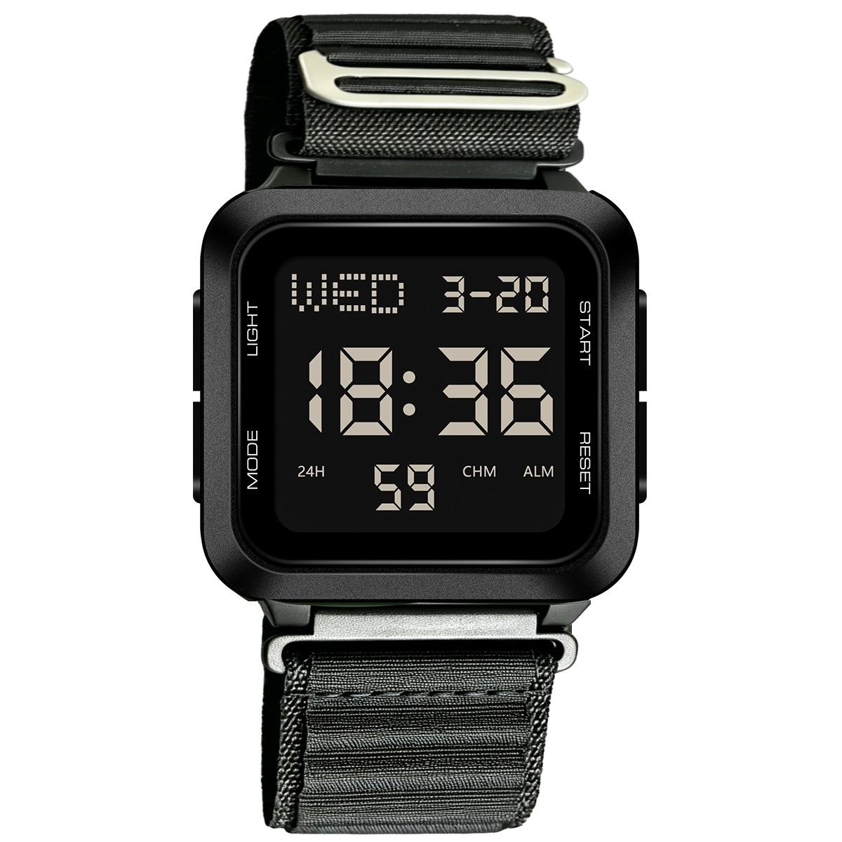Multifunctional fashion square student electronic watch outdoor sports luminous waterproof men s watch