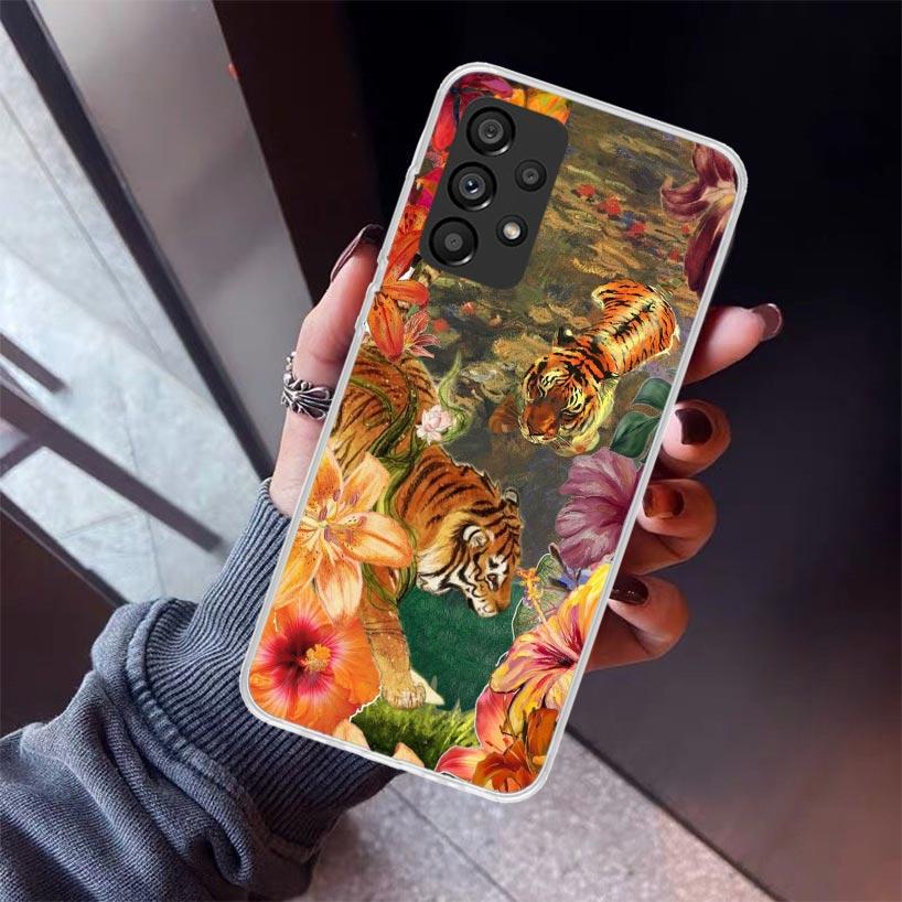 Superior Tiger Pattern Art Phone Case For Samsung Galaxy A52 A51 A50S A32 A22 A12 A02S A72 A71 A31 A70 A30S Note 20 Ultra 10 Plu