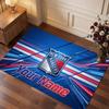 New York Rangers Personalisierter Kristall-Samtteppich, Benutzerdefinierter Name Text Weicher Anti-Rutsch-Teppich für Wohnzimmer Schlafzimmer