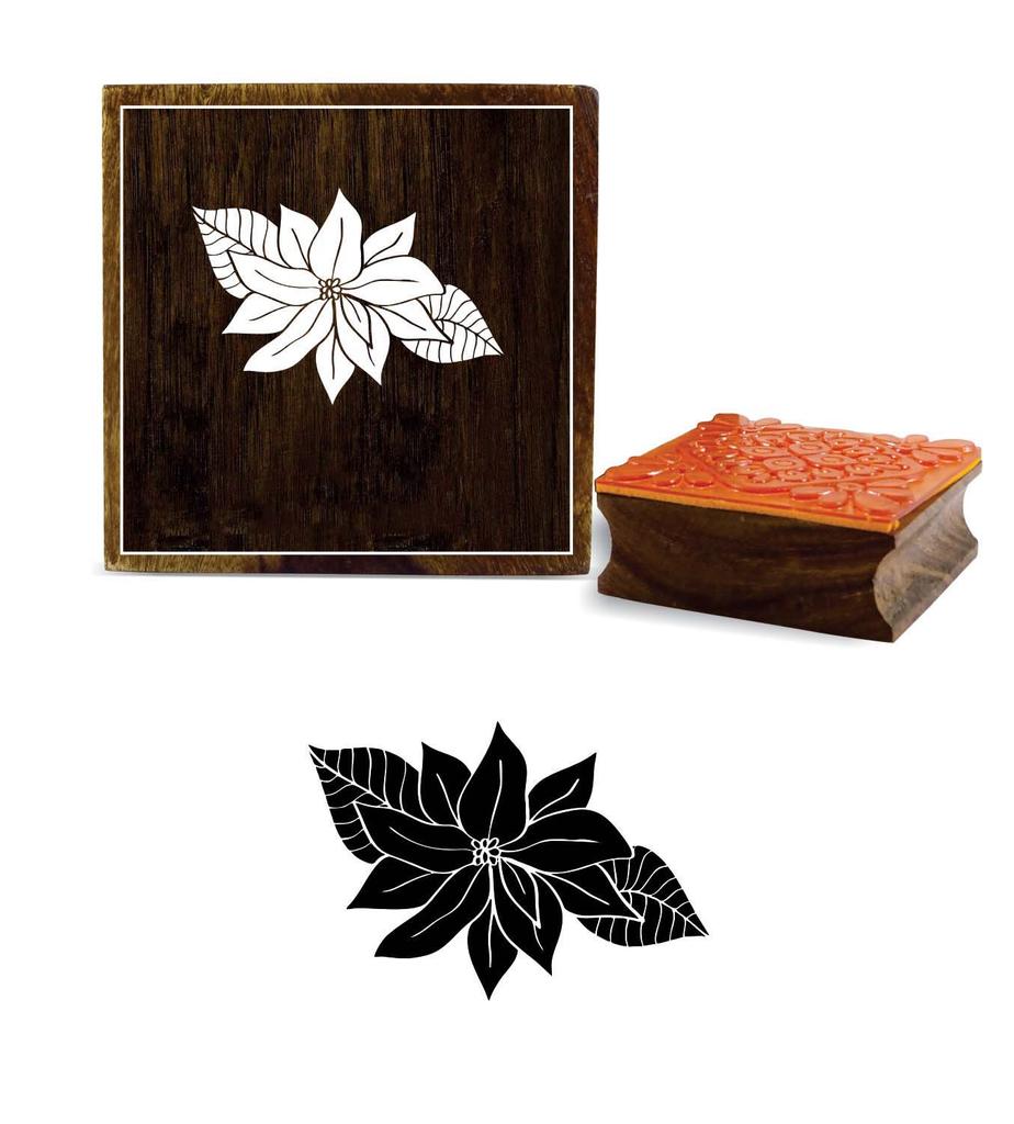 Printtoo Craft Textile Floral Design Square Brown Wooden Rubber Stamp Diary Card-2 X 2