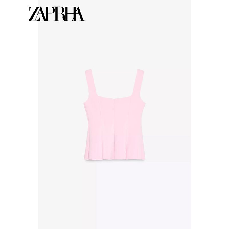 Zaprha 2025 New Arrival Fashion Sweet Square Collar Short Skirt Hem Elastic Vest Tops Female 5584229