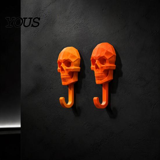 Dunkle Ästhetik Wanddeko Totenkopf Haken, 3D Gedruckt Gotisch Dekorativer Klebe Haken Schlüssel Halloween Thema Dekoration Halter, Montierter Aufbewahrungs Organizer für Zuhause