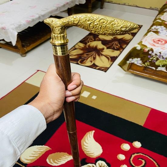 Premium Brass Wooden Walking Stick – Dismantles Into Three Parts, Elegant Gift for Gentlemen