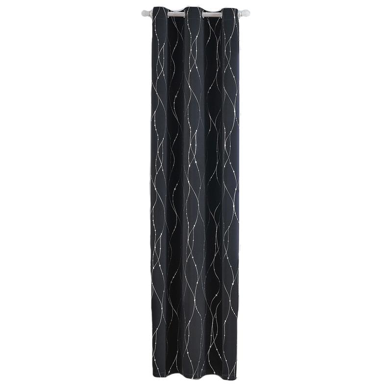 Blackout Curtains for Bedroom Noise Reducing Thermal Insulated Wave Line Foil Print Room Darkening for Living Room