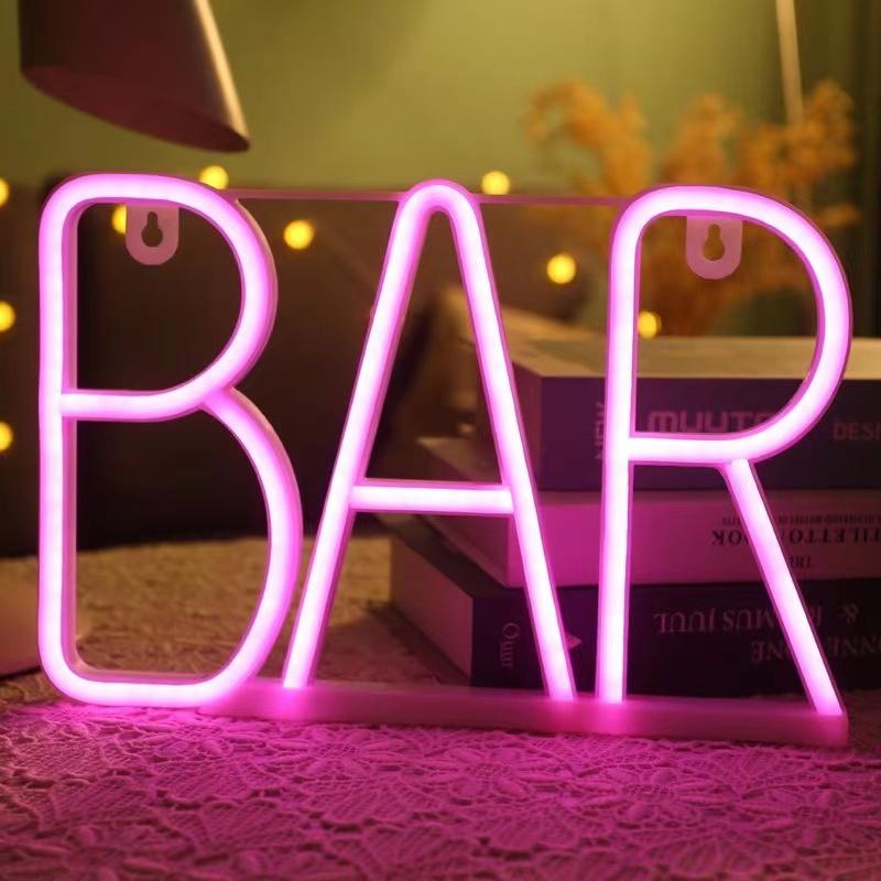 LED Bar Open Neon Signs Lights For Pub Bar Bedroom Wall Hanging Atmosphere Lamp Battery USB Home Christmas Party Room Decor