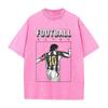 Anime Football Printed T-shirt Men Women Clothing Vintage Washed Oversized T Shirt Summer Short Sleeve Tops