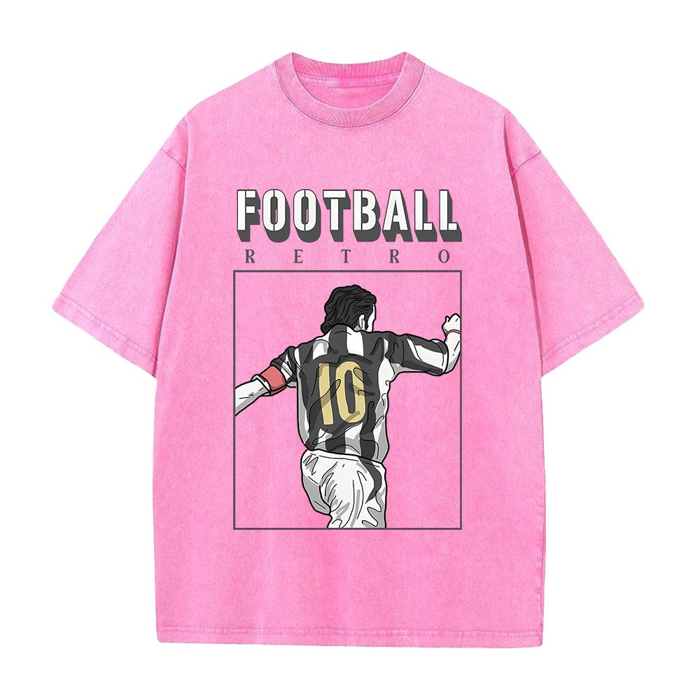 Anime Football Printed T-shirt Men Women Clothing Vintage Washed Oversized T Shirt Summer Short Sleeve Tops